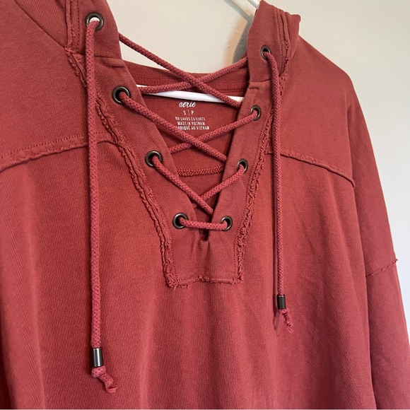 Aerie Rust Lace-Up Hoodie Size S - Picture 2 of 6